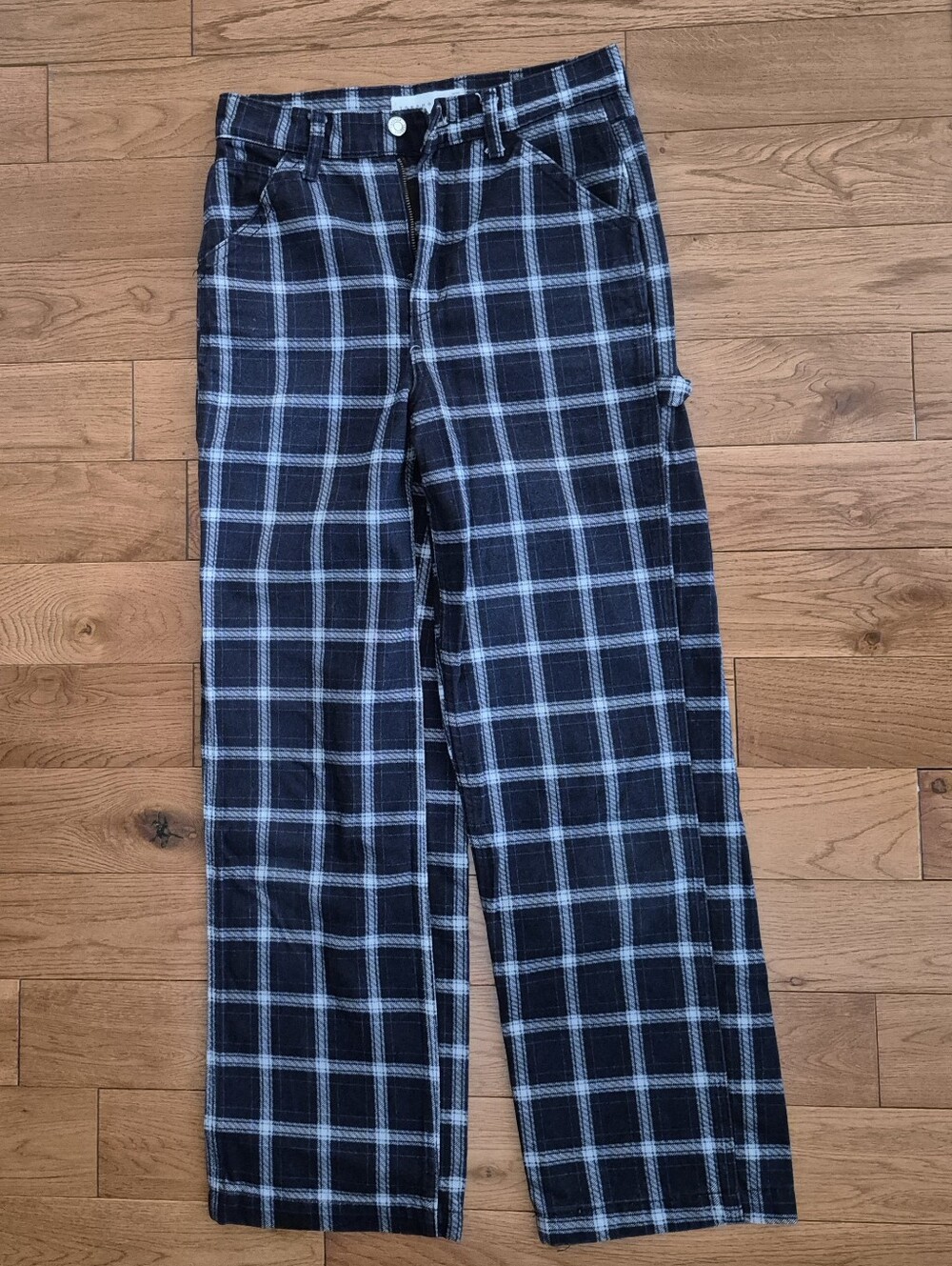 Topshop Blue and White Plaid Petite Pants